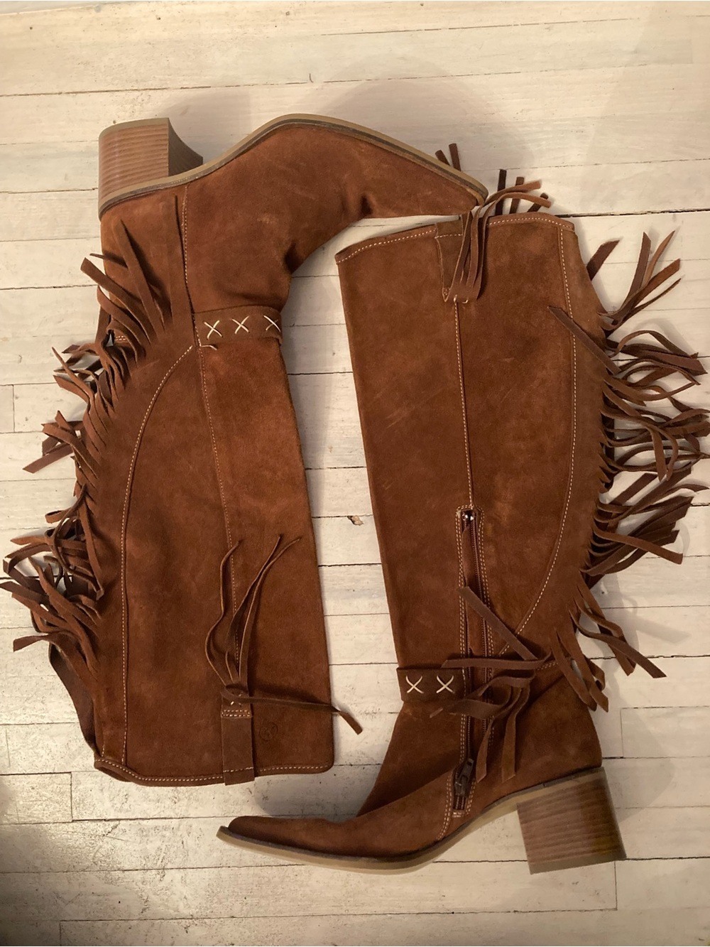 Women’s Brown Leather Mid-Heel Boots - Picture 2 of 14